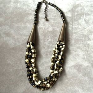 Women’s Fashion Jewelry Necklace Beaded Twist Metal Accents 20 Inches